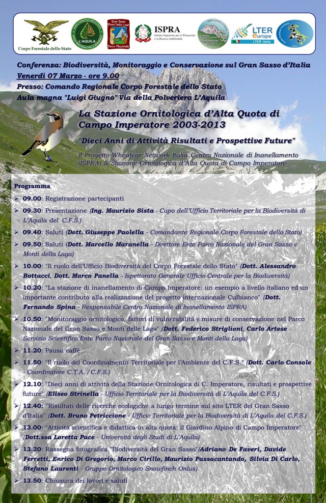 Programma Conferenza Stazione C.Imperatore (CFS-UTB AQ) 07 marzo 2014